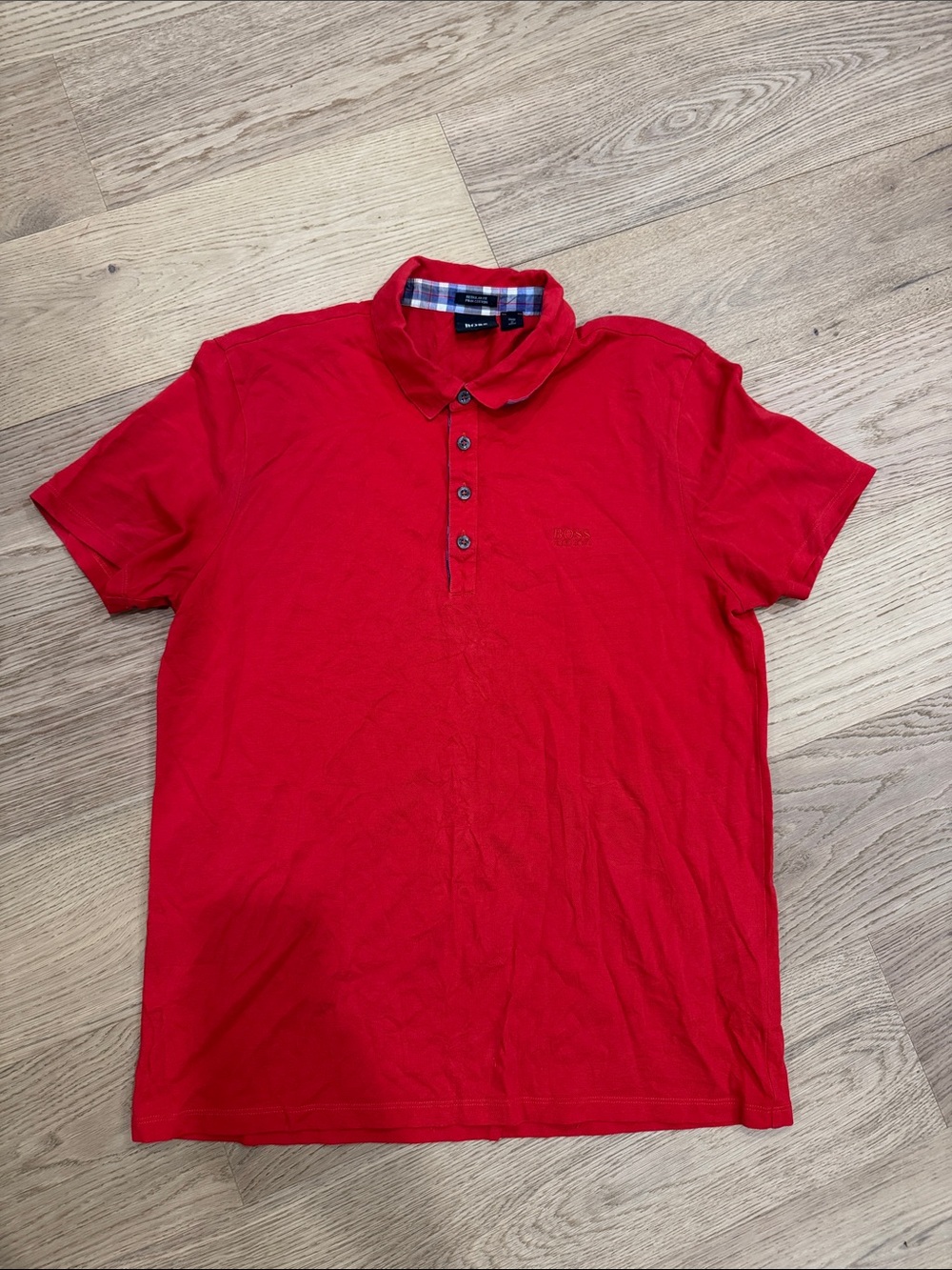 BOSS Men's Bright Red Polo with Contrast Collar Trim